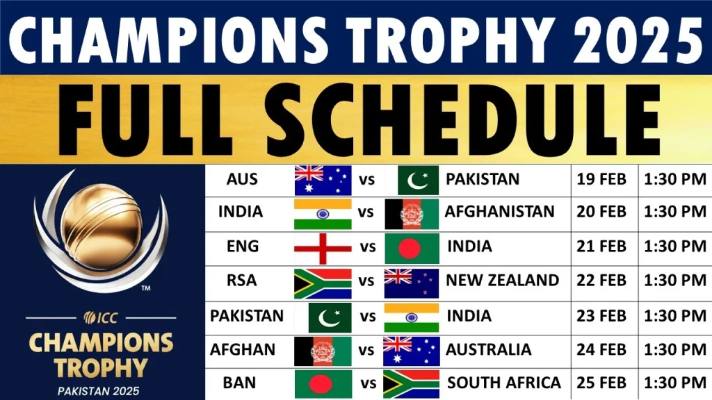 Champions Trophy 2025 Schedule