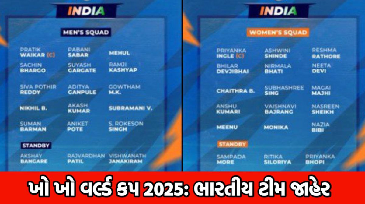 Kho Kho World Cup 2025 Indian Team